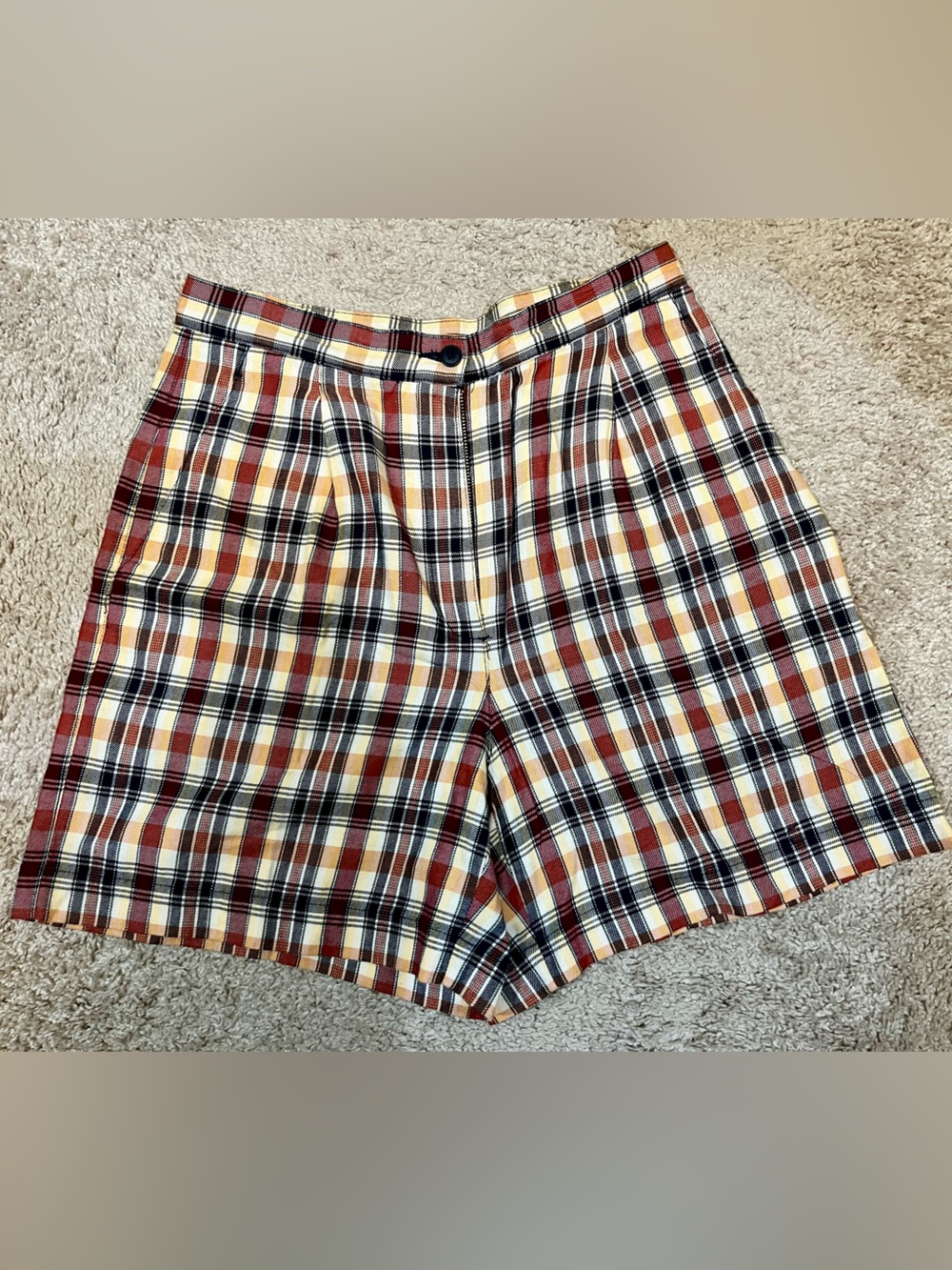 Liz Claiborne Sport Plaid High-Waist Plaid Women Shorts MultiColor Retro Size 10